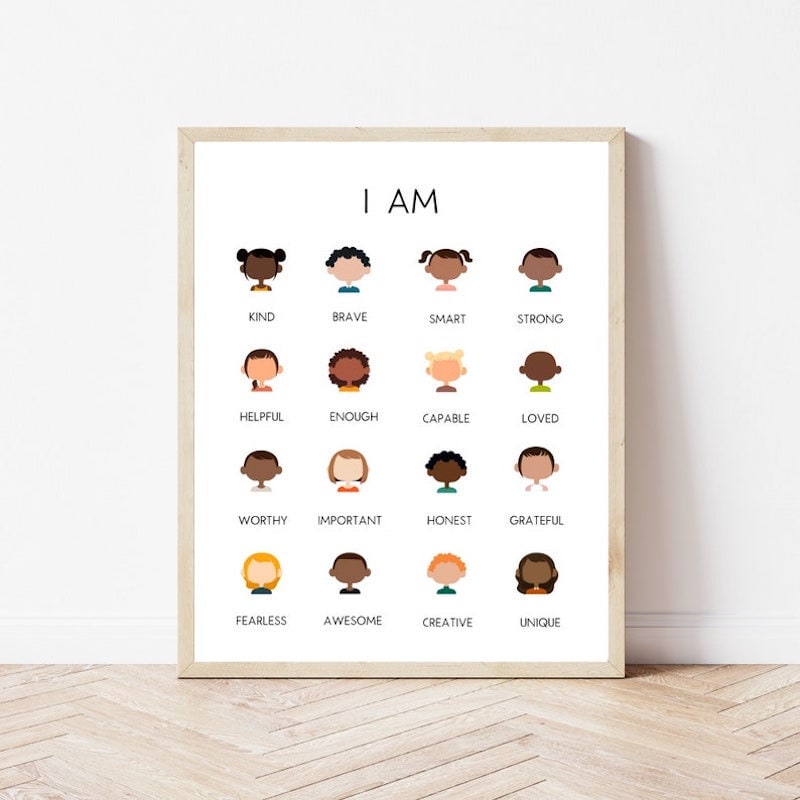 Positive affirmations poster from Etsy