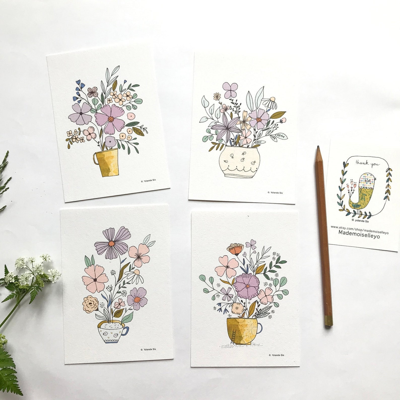 Flower card set from Etsy