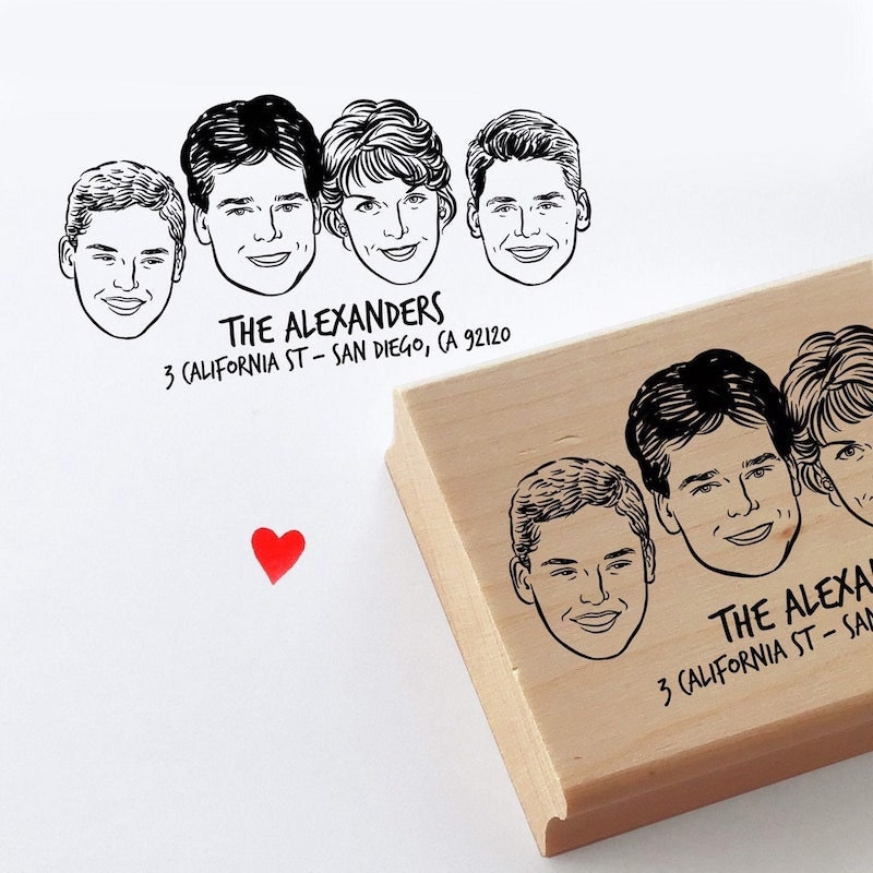 Custom family portrait address stamp