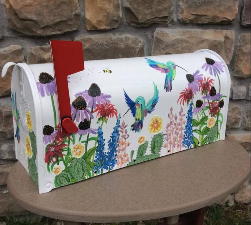 Floral hand-painted mailbox