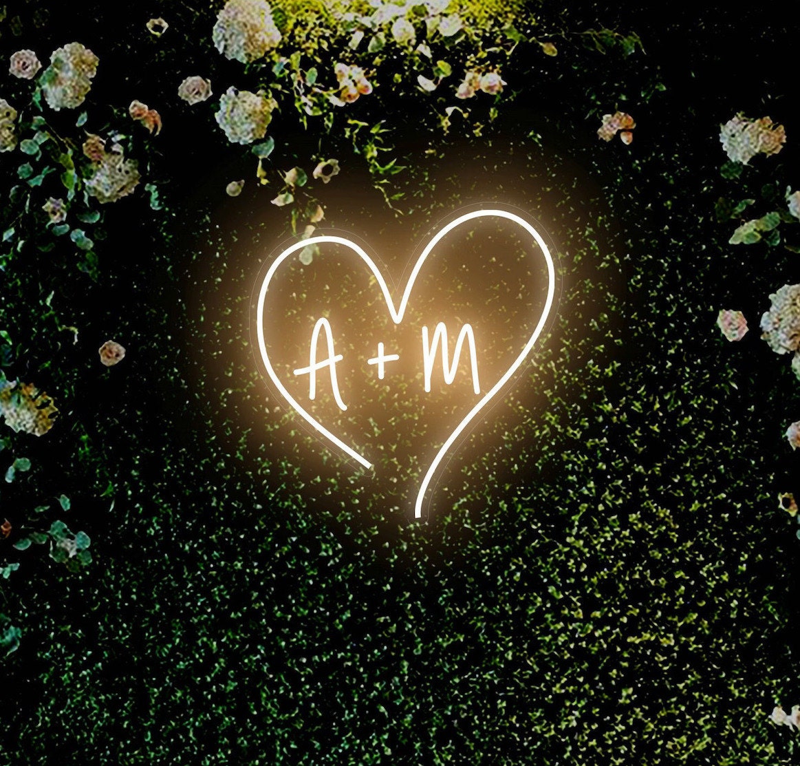Heart-shaped neon wedding sign from Etsy