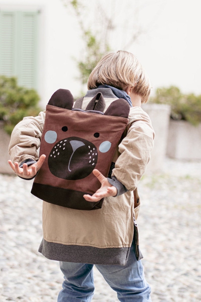 Printed bear backpack from Etsy