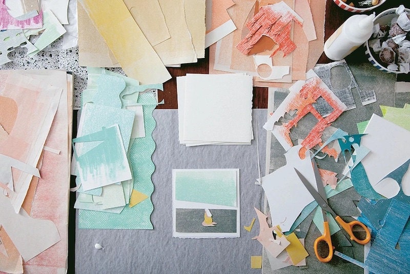 Making collages with colorful paper Making collages with colorful paper