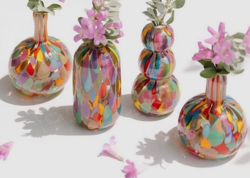 Colorful glass mini bud vases from Maria Ida Designs on Etsy