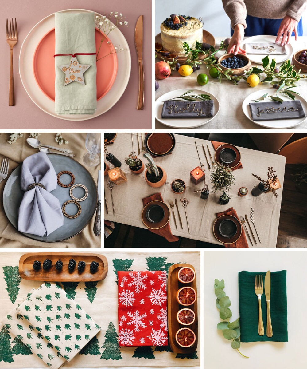 A collage of table settings available on Etsy