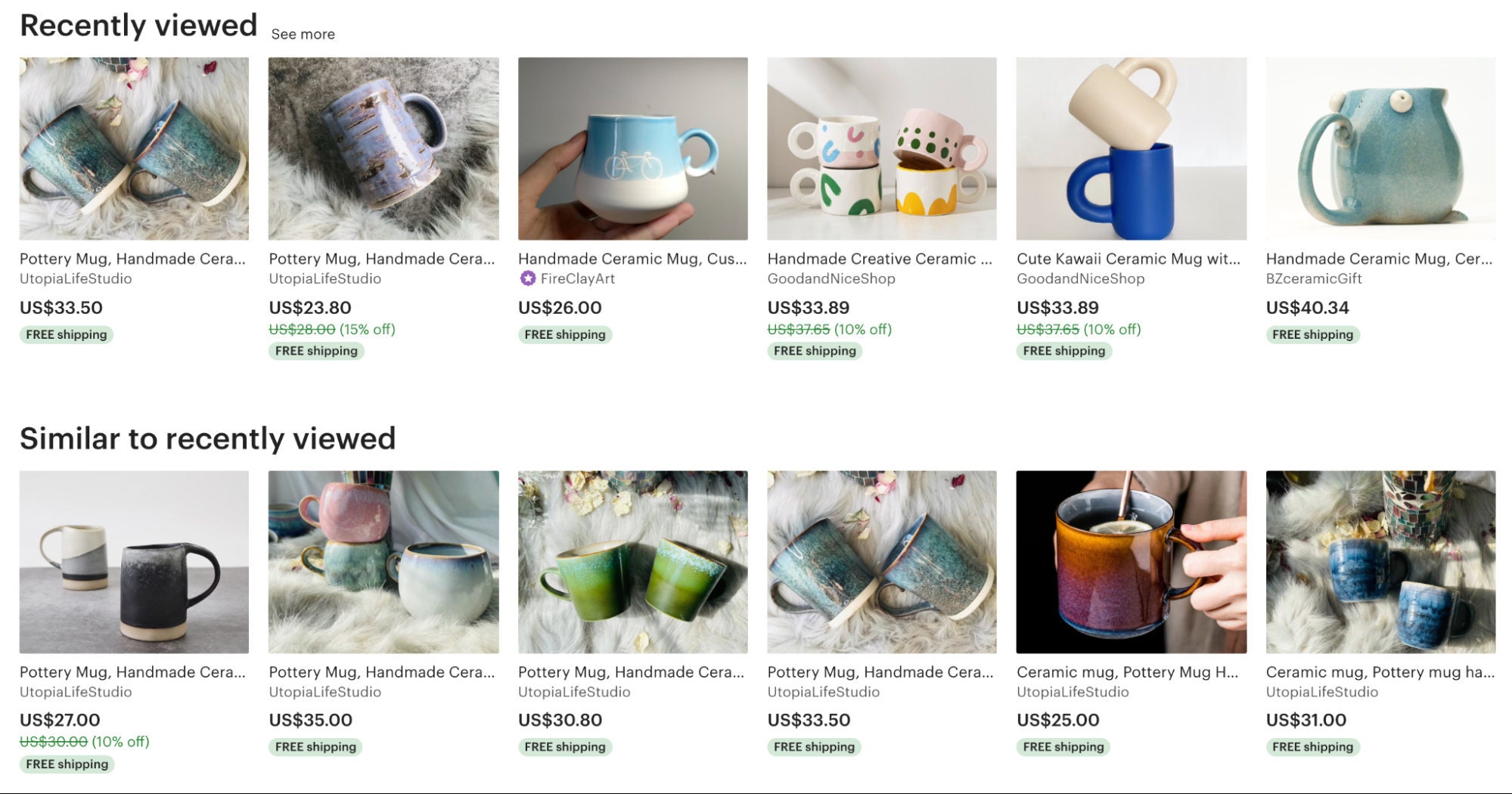 Figure 2: Recommending mugs to users as they begin the hunt for a new favorite cup. Figure 2: Recommending mugs to users as they begin the hunt for a new favorite cup.