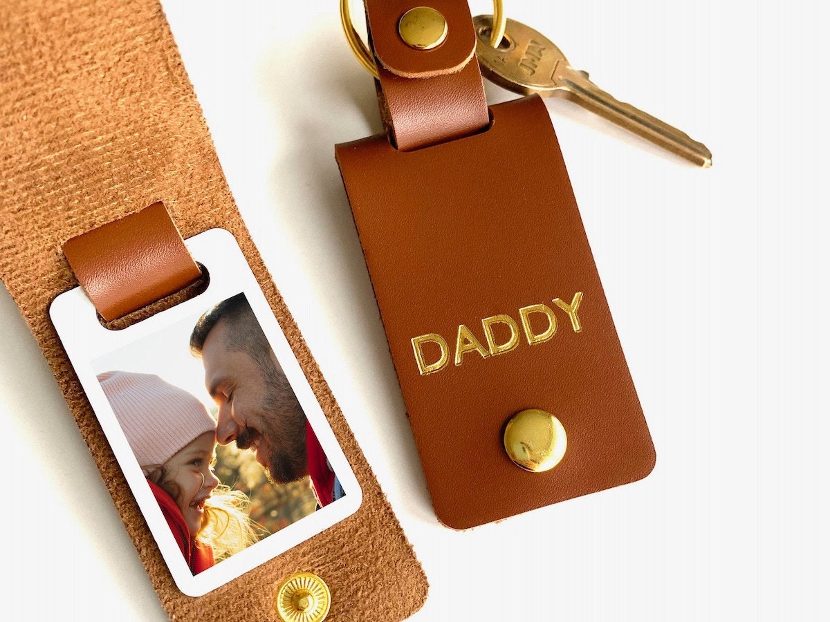 Personalized gift for dad photo keychain