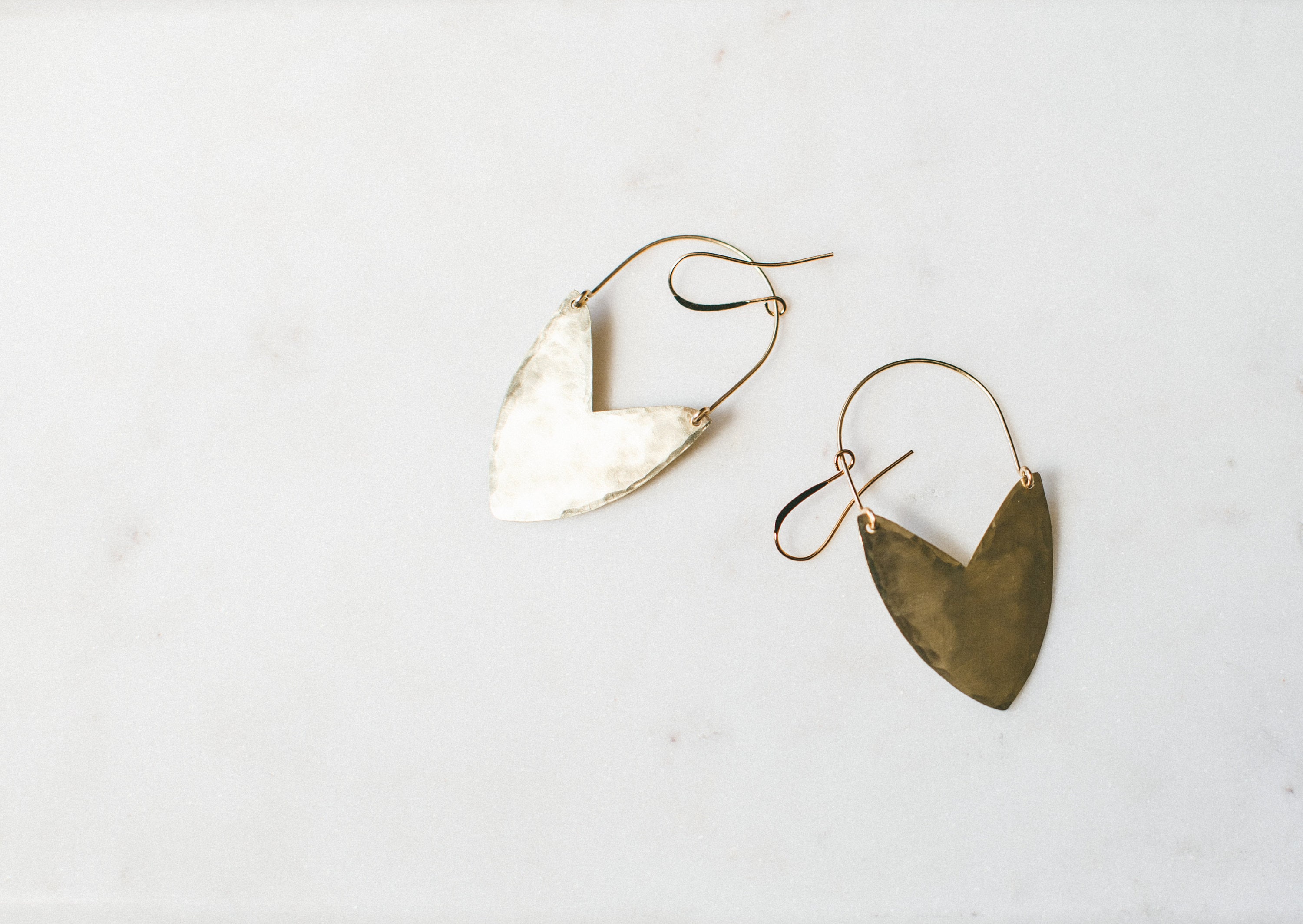 Mini tulip shield brass earrings from Enarmoured.