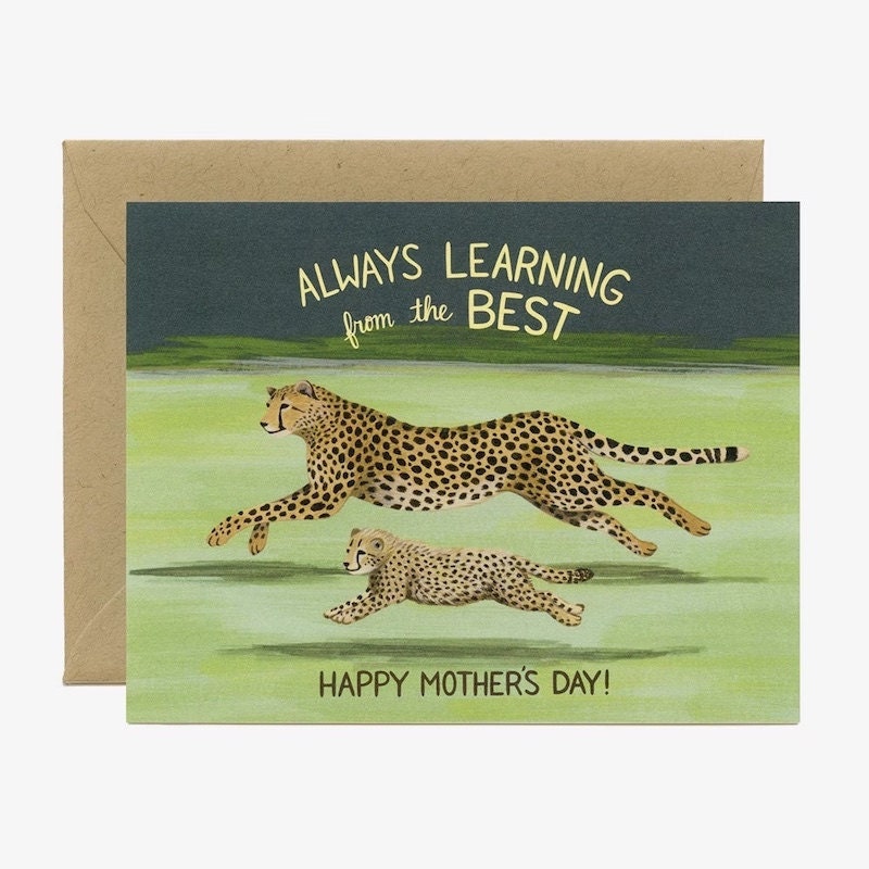 Mother's Day greeting cards - Cheetah-themed Mother's Day card from Etsy