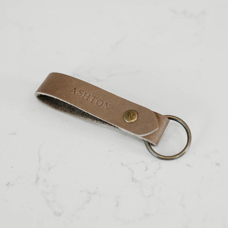 Stamped leather keychain from Etsy