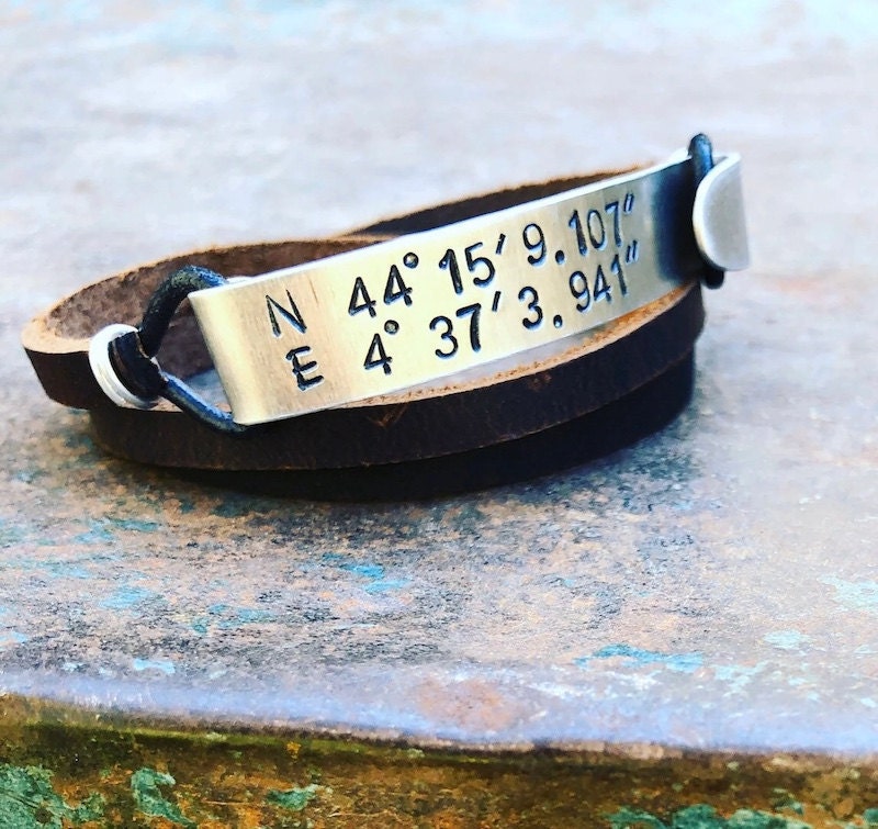 Custom coordinates bracelet from Etsy