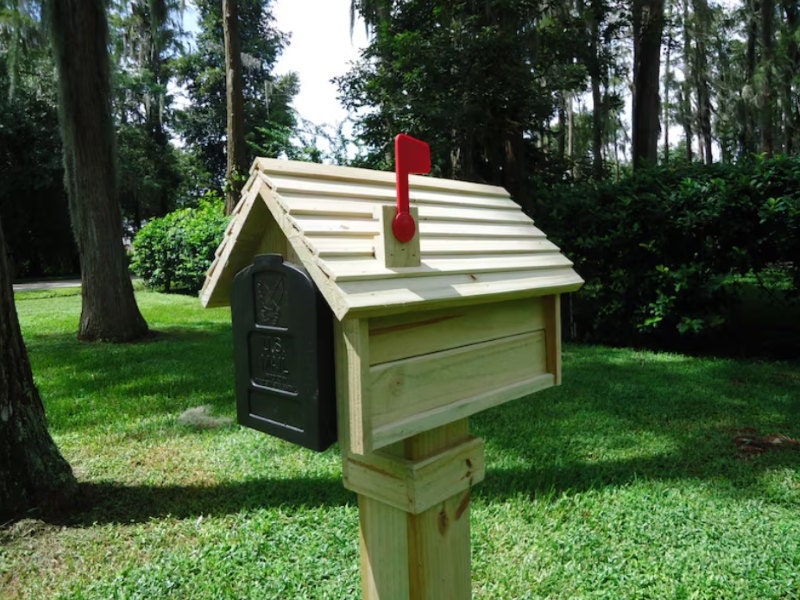Wooden mailbox house