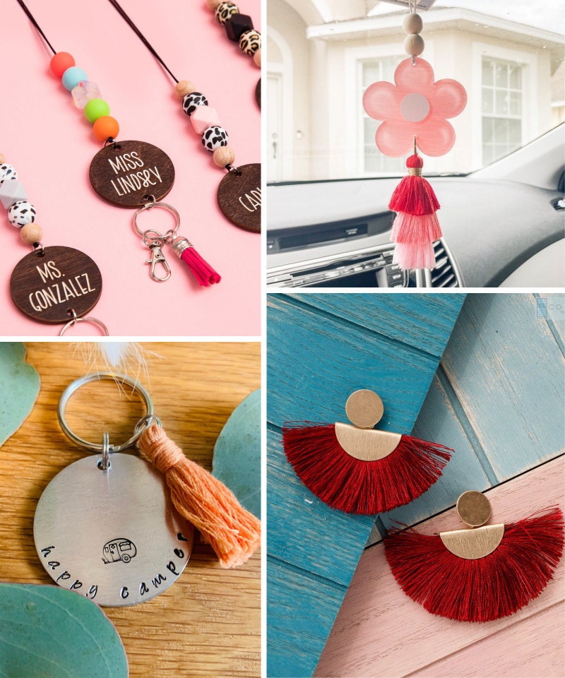 A collage of stocking stuffer ideas from Etsy.