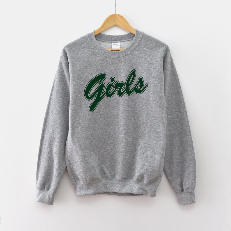 A gray sweatshirt featuring the word