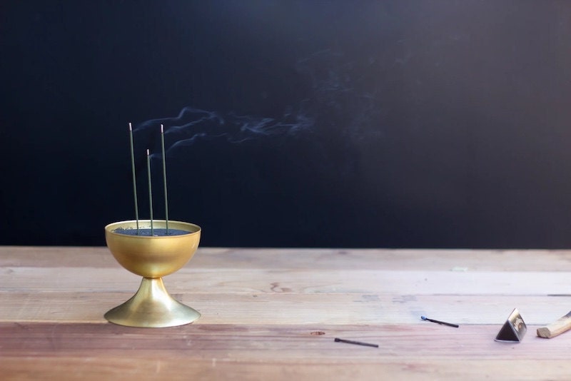Brass goblet incense holder from Etsy