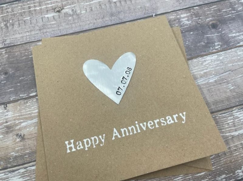 Aluminum heart anniversary card