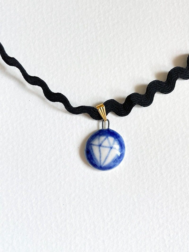 Hand painted diamond pendant from Etsy