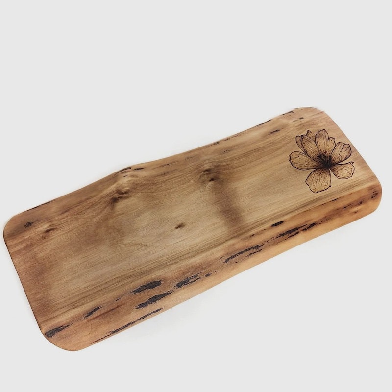 Extra large charcuterie wooden board with flower detail