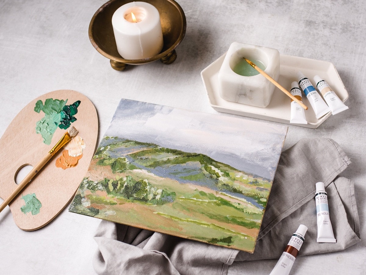 A landscape painting kit from Etsy.
