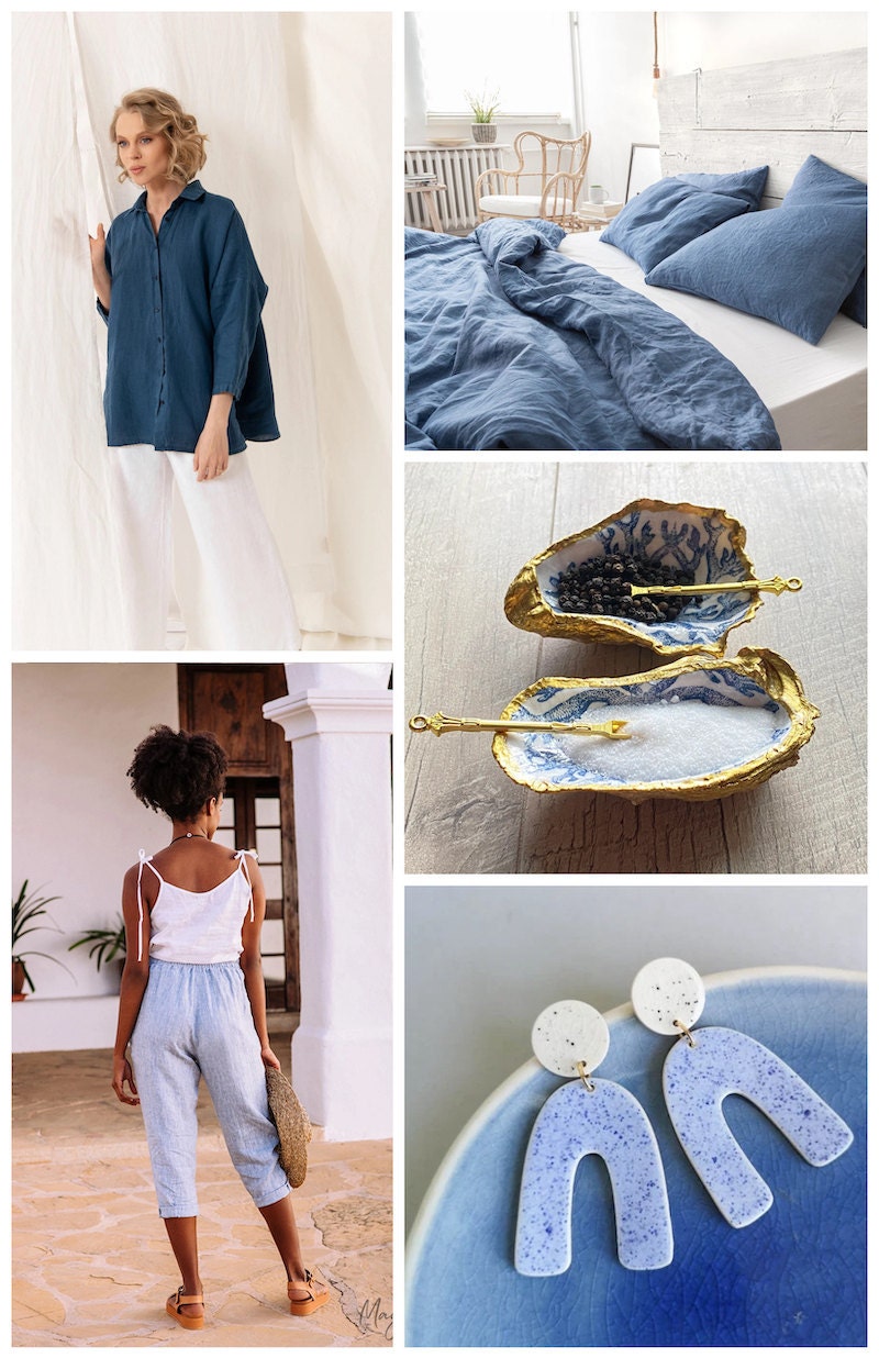 Blue and White Coastal Grandmother Style from Etsy Blue and White Coastal Grandmother Style from Etsy