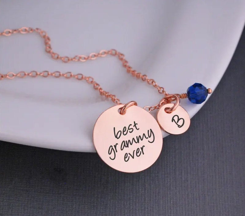 Mother's Day gift to grandma - Grammy necklace with custom initials