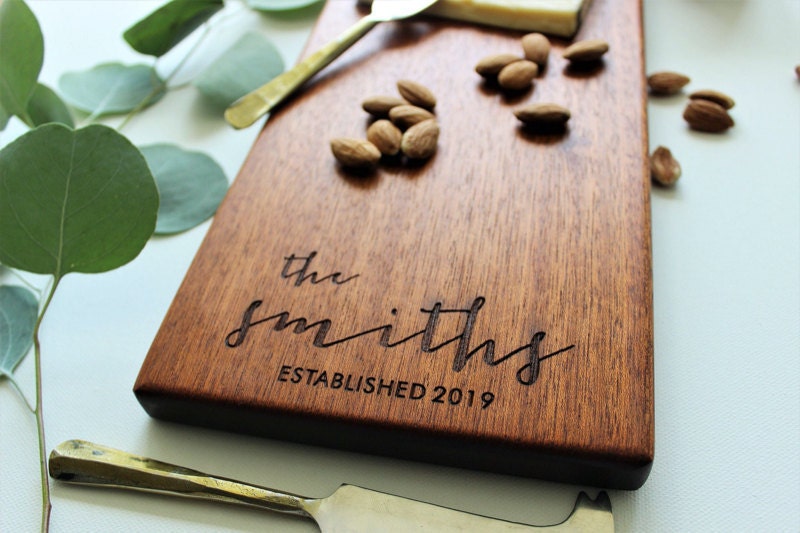 Best fifth anniversary gift for men - engraved wooden cutting board