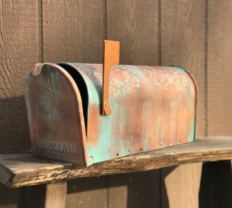 Rustic steel metal mailbox