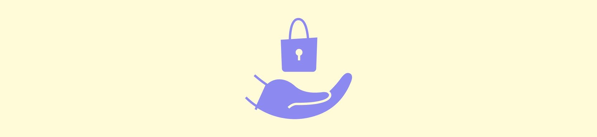 An illustrated hand holding a secure lock