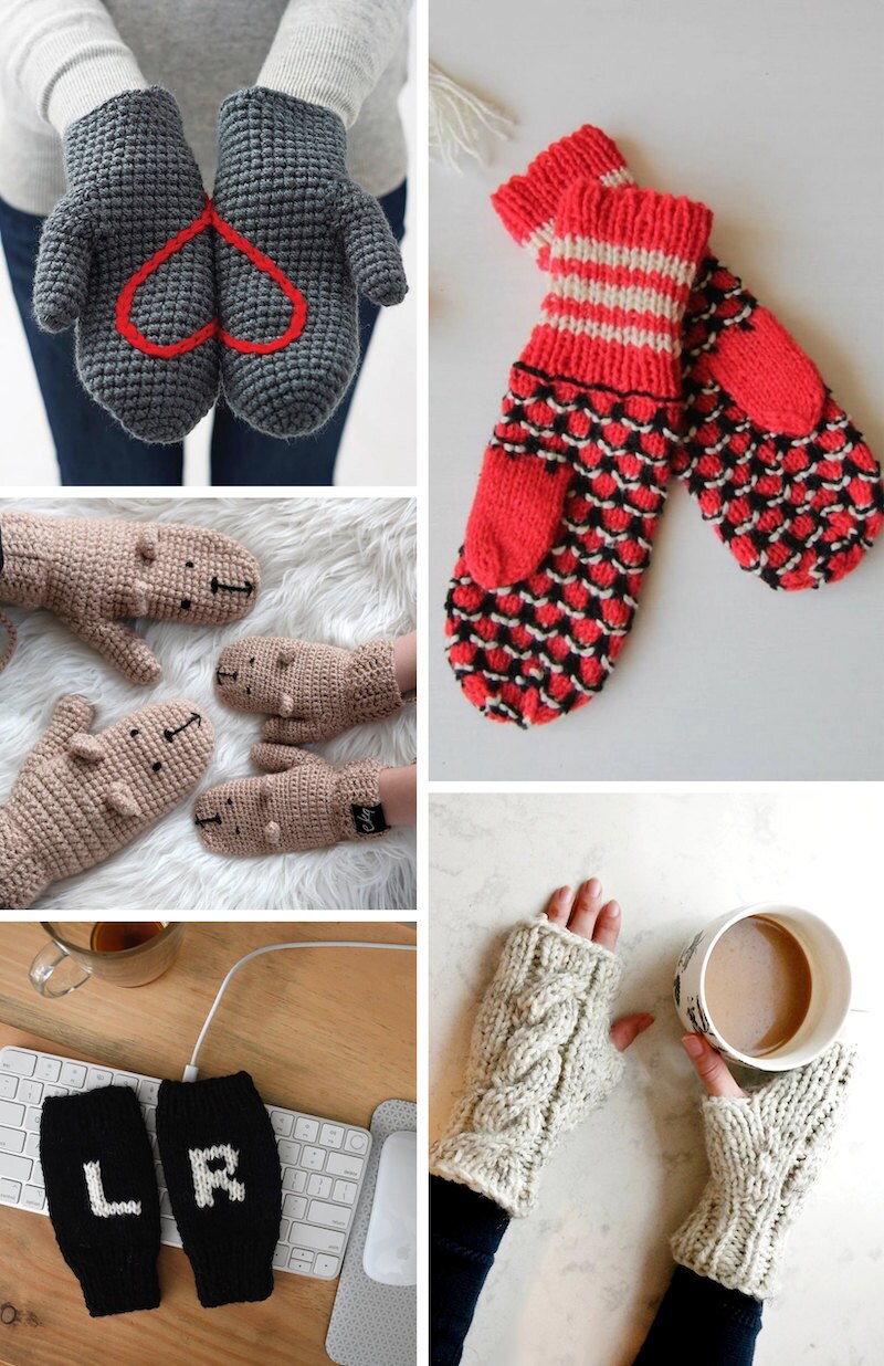 Après ski mittens and fingerless gloves from Etsy