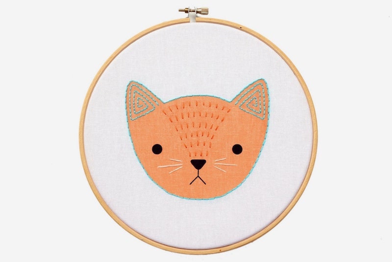 Cat embroidery kit for beginners