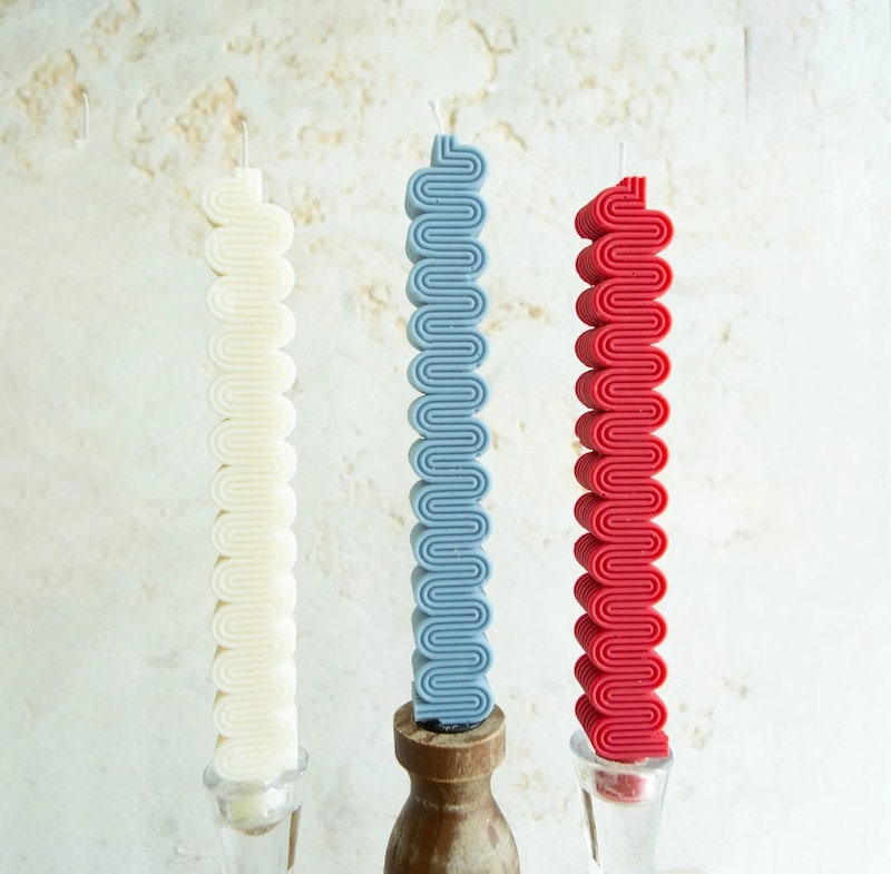 Wavy taper candle from Etsy