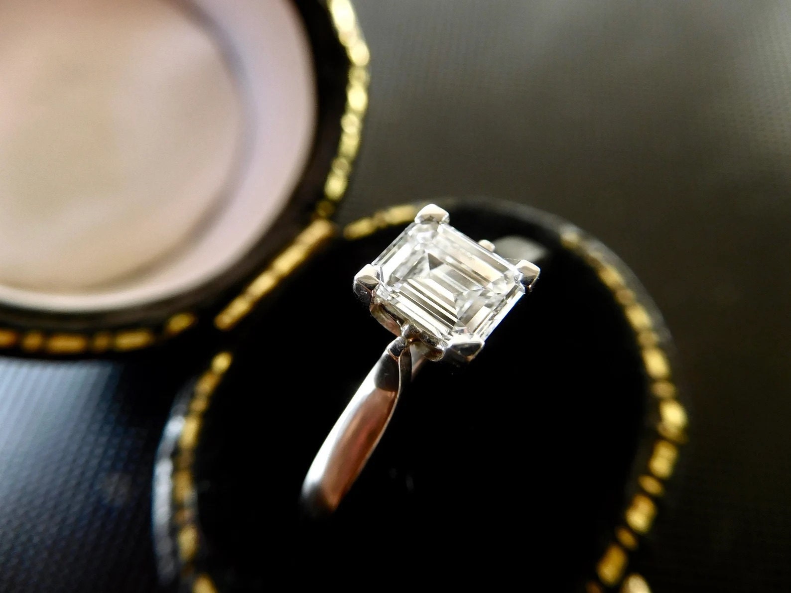 Emerald-cut diamond ring from Etsy