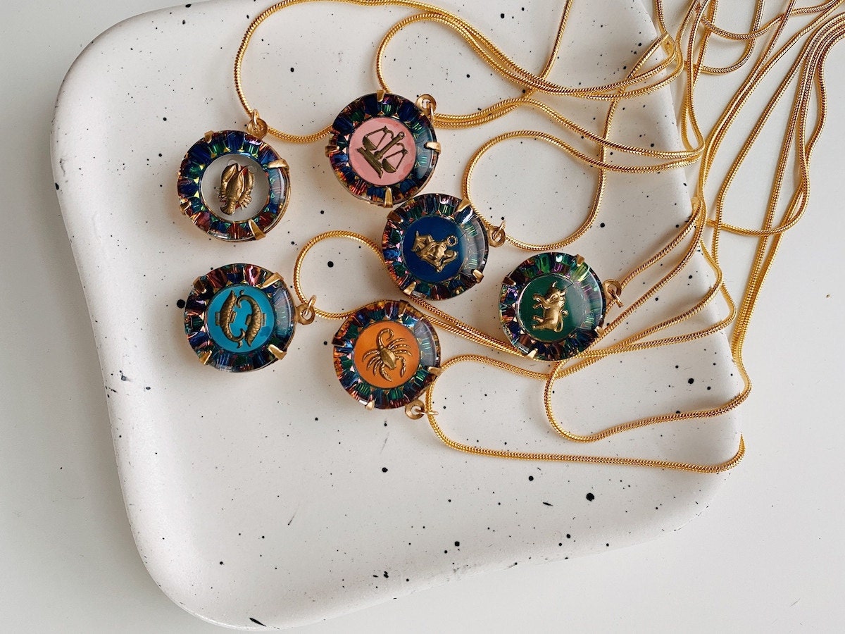 Vintage zodiac necklaces from ode{vintage}. Vintage zodiac necklaces from ode{vintage}.