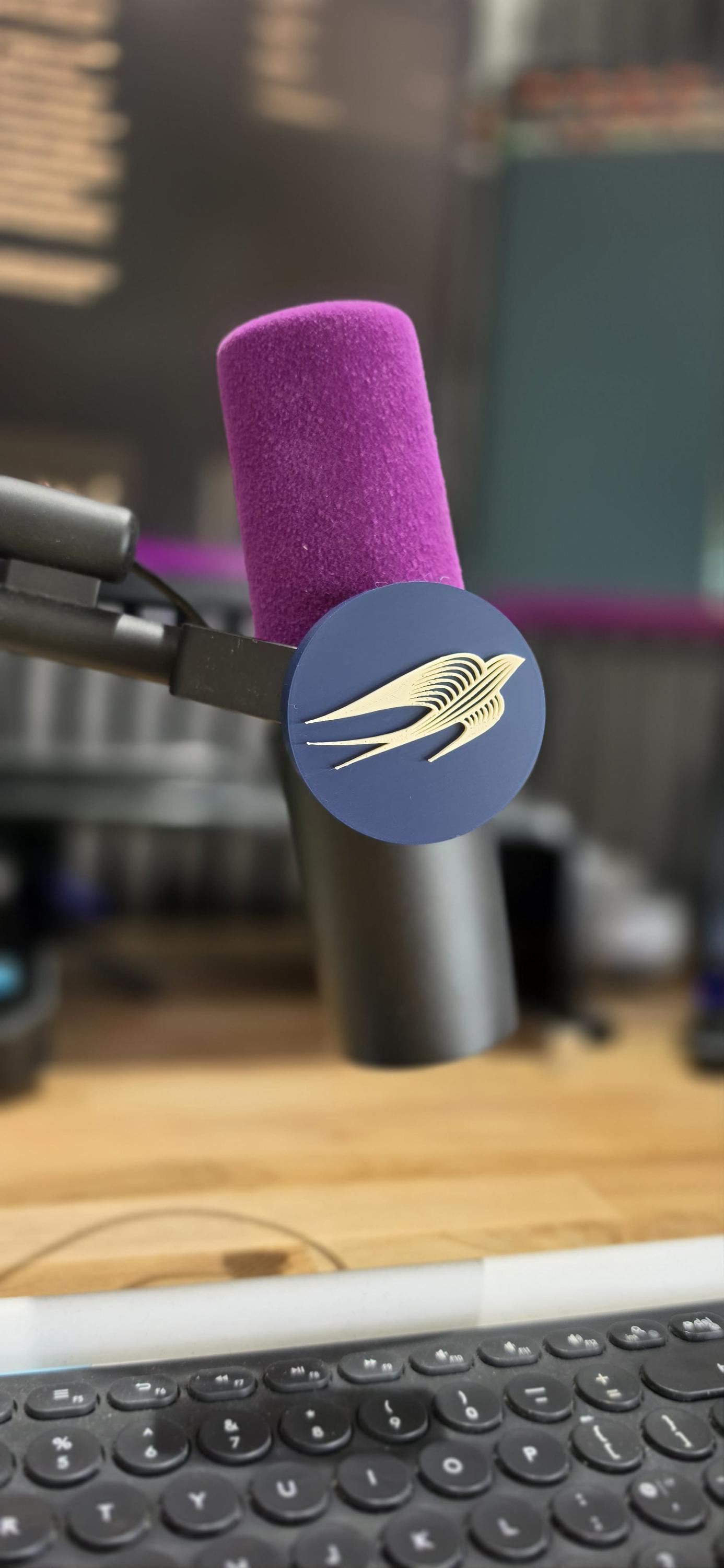Custom branded microphone cover supplied by 3dandfun