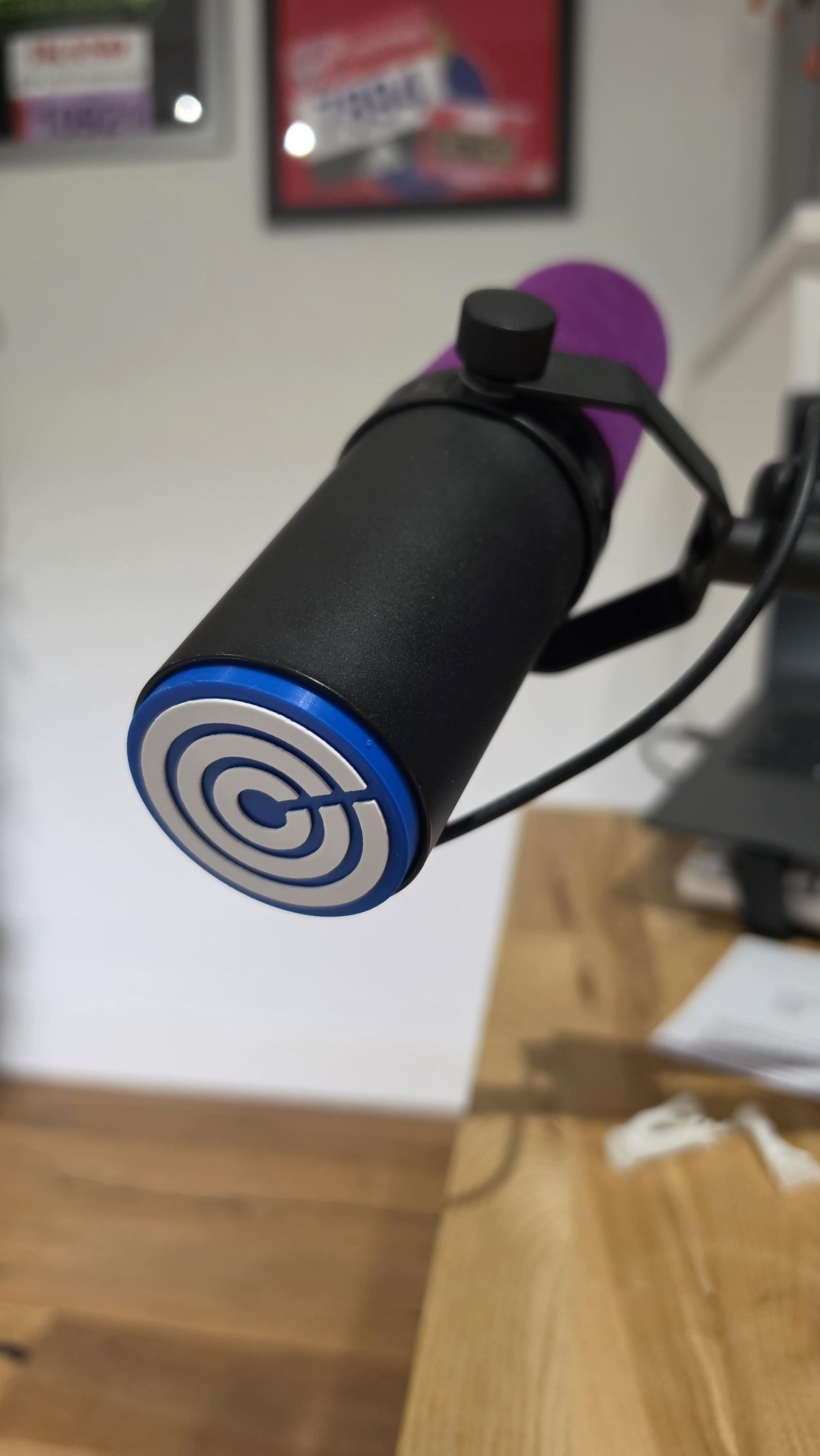 Custom branded microphone cover supplied by 3dandfun