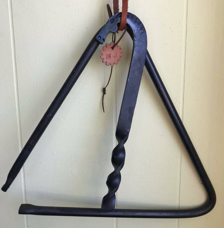 Cowboy Triangle Dinner Bell with Horse Head Ringer