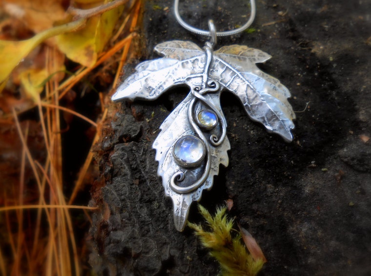 Art Nouveau Antique Fern Necklace Woodland Artisan Handcrafted Recycled Fine Silver Forest Fairy Silvan Arts Elven Botanical