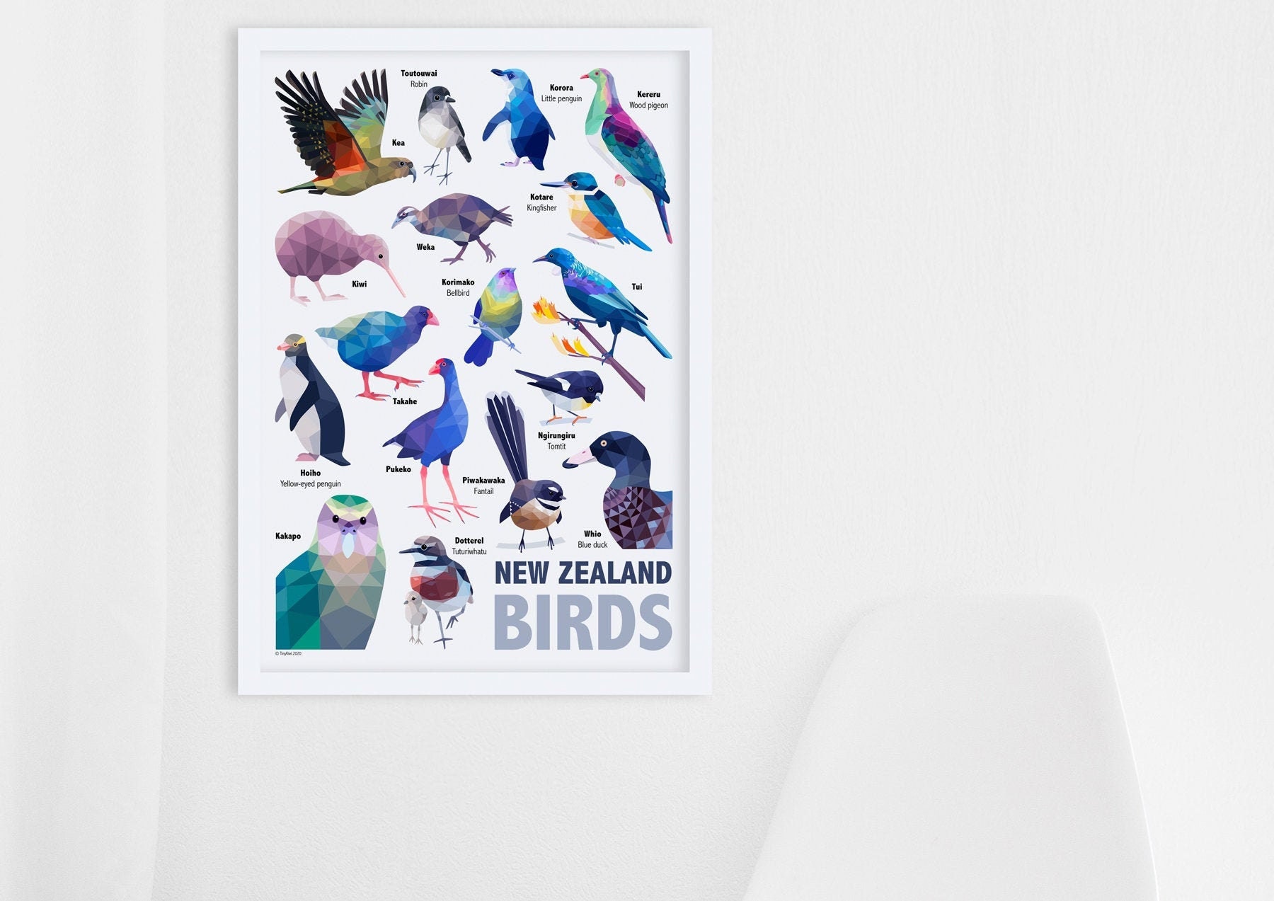 Large Art Prints South Island Robins & Lupins New Zealand Endemic Birds