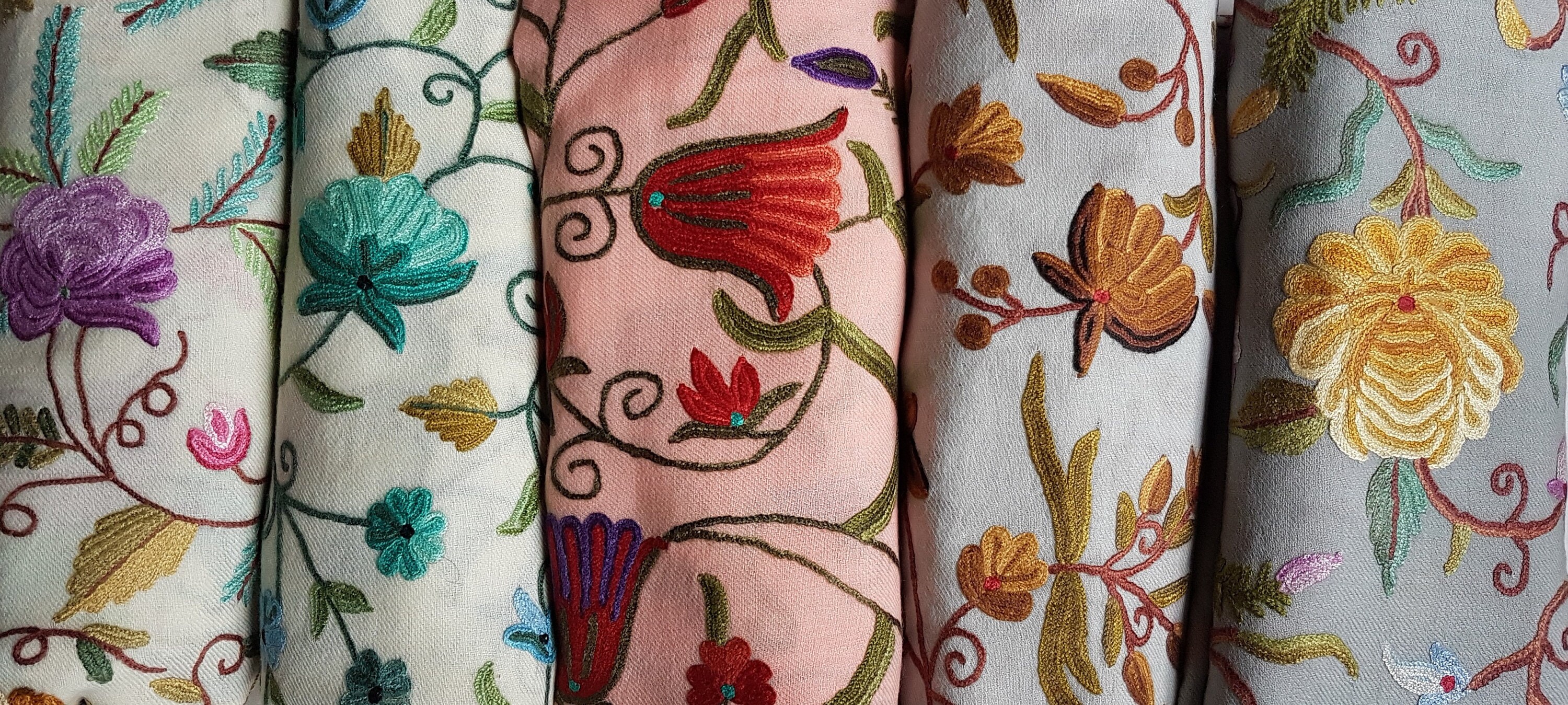 Hand Embroidered Wraps - Nisba Cashmere Shawls Hand Embroidered Wraps - Nisba Cashmere Shawls