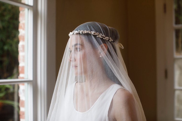 Erica Elizabeth Designs Wedding Accessories fingertip blusher veil.