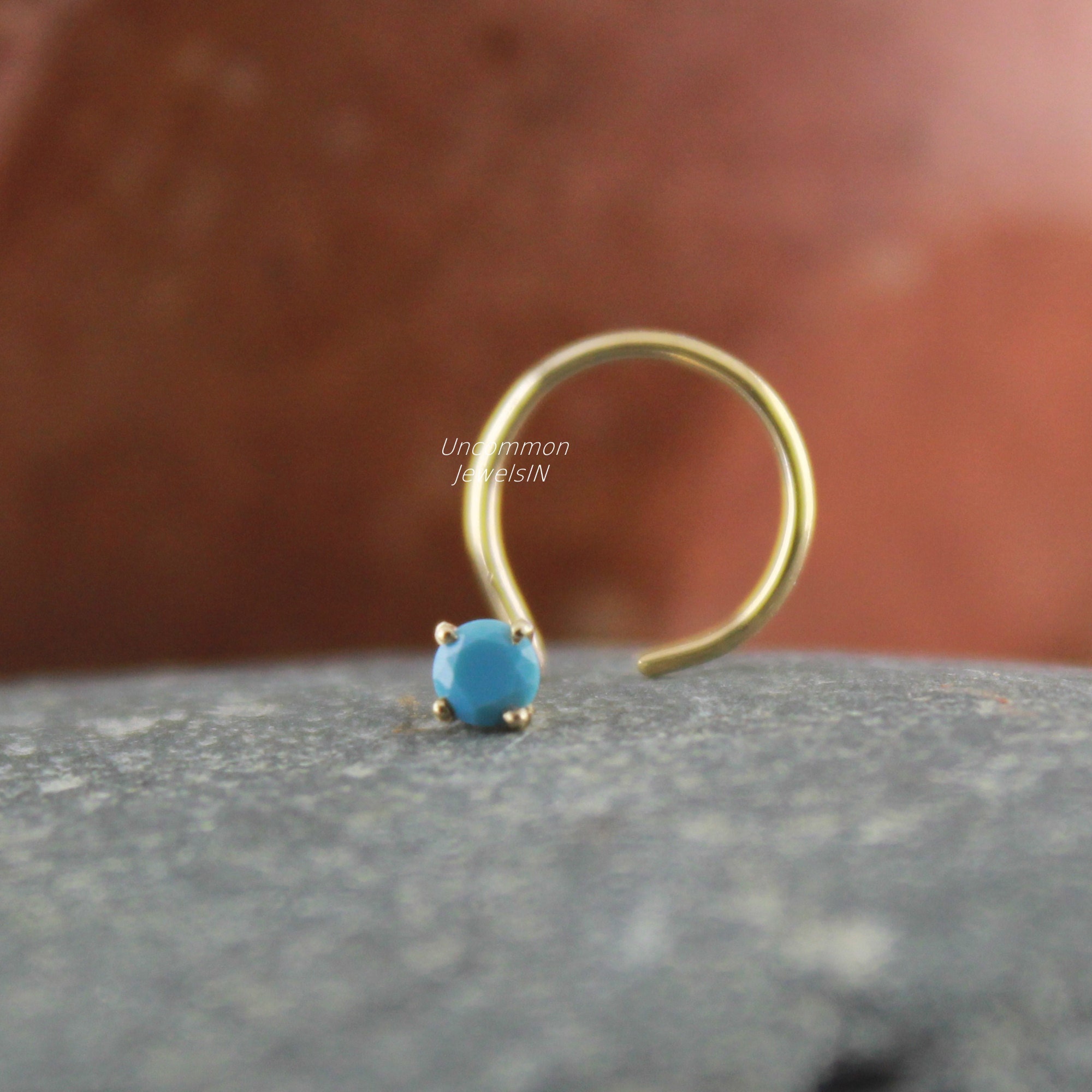 C wire Turquoise Nose Pin