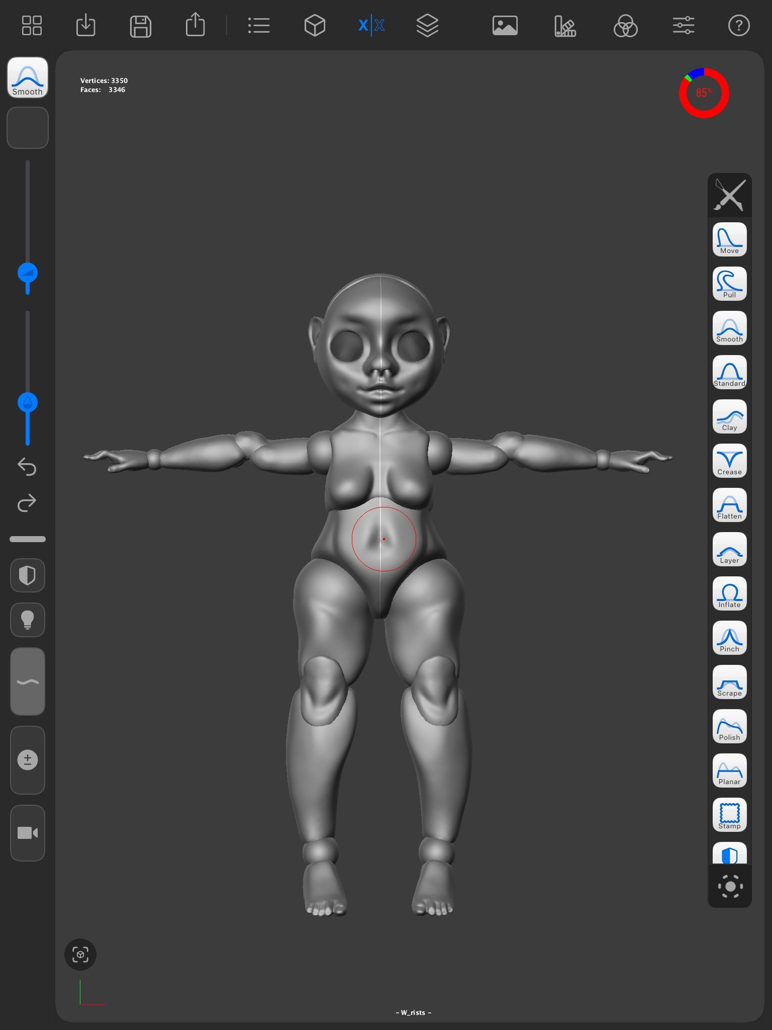 Image of a 3D modeled ball jointed doll in grayscale.