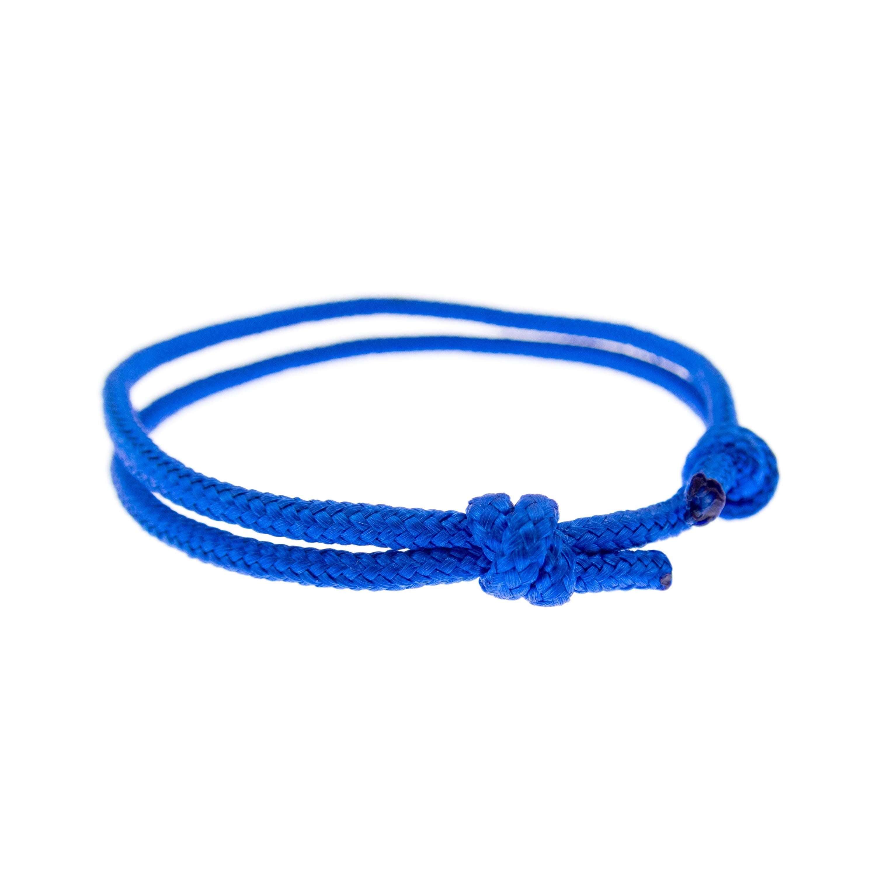 Minimalist blue string bracelet for her and him with adjustable handmade slip knots