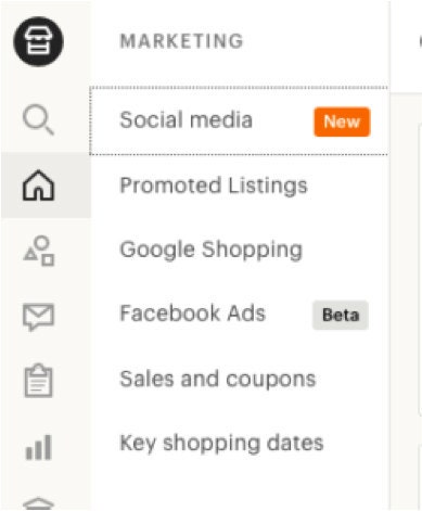shop manager marketing menu on Etsy