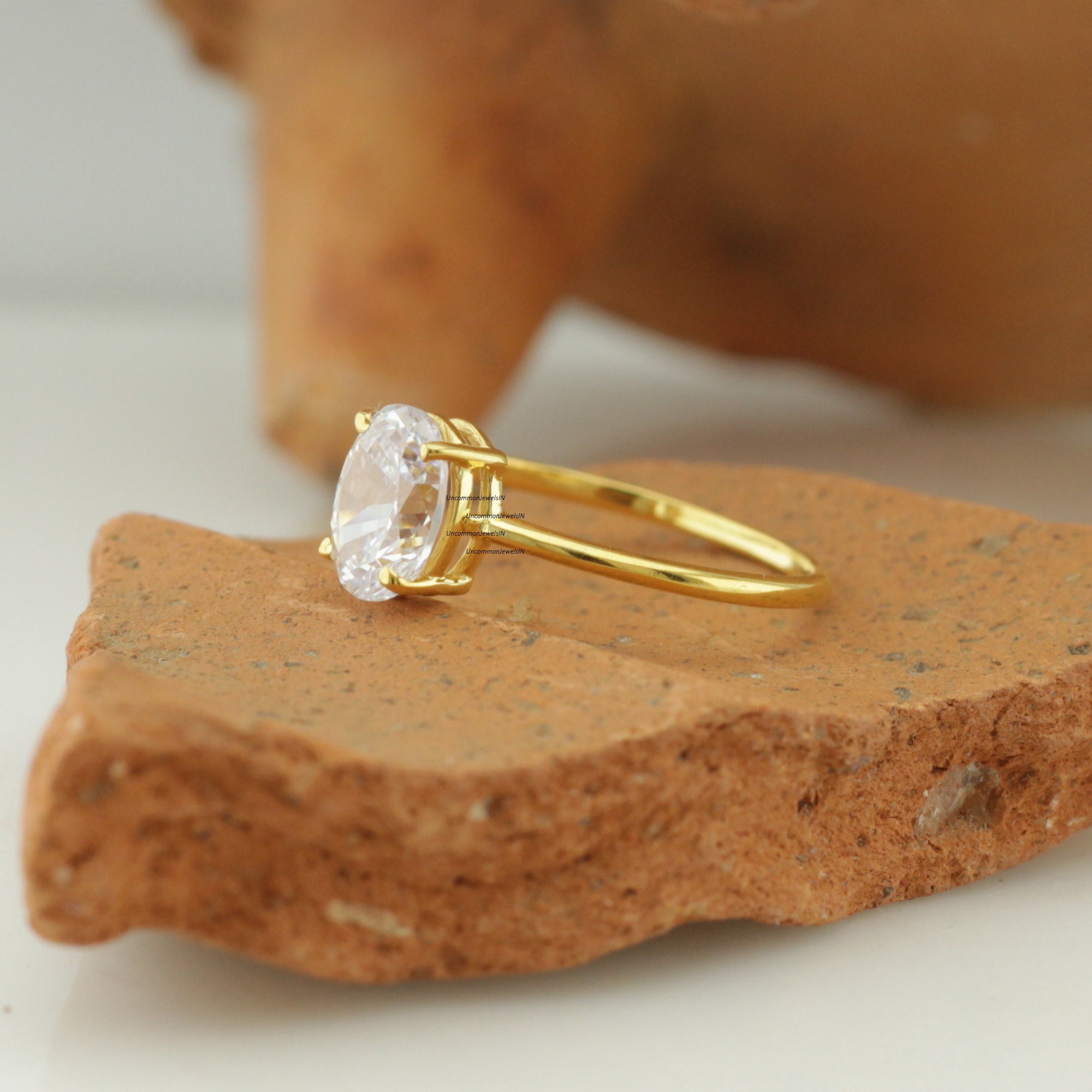 Oval Moissanite Ring, Diamond alternative Ring, Gemstone Ring