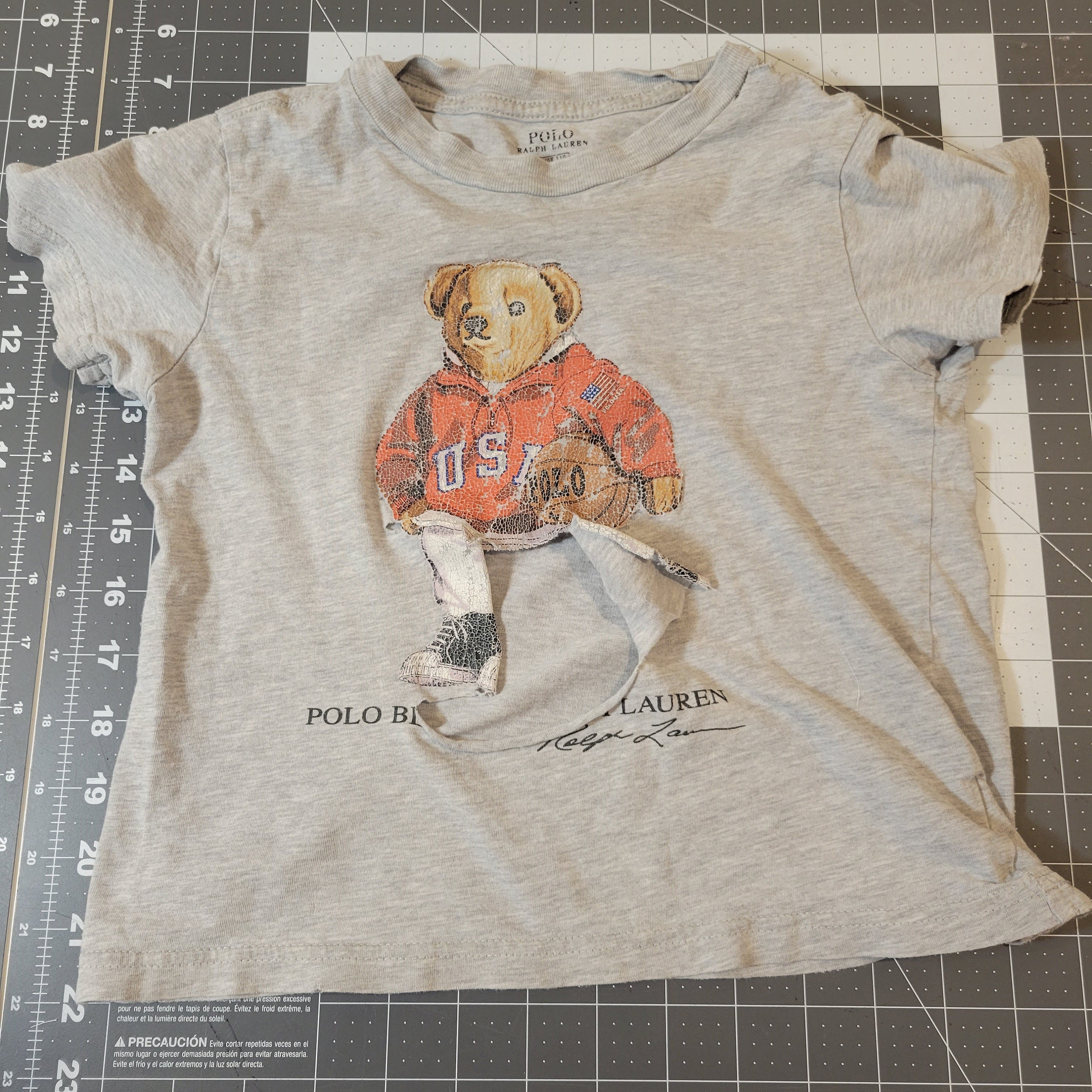 kids grey t-shirt with bear print