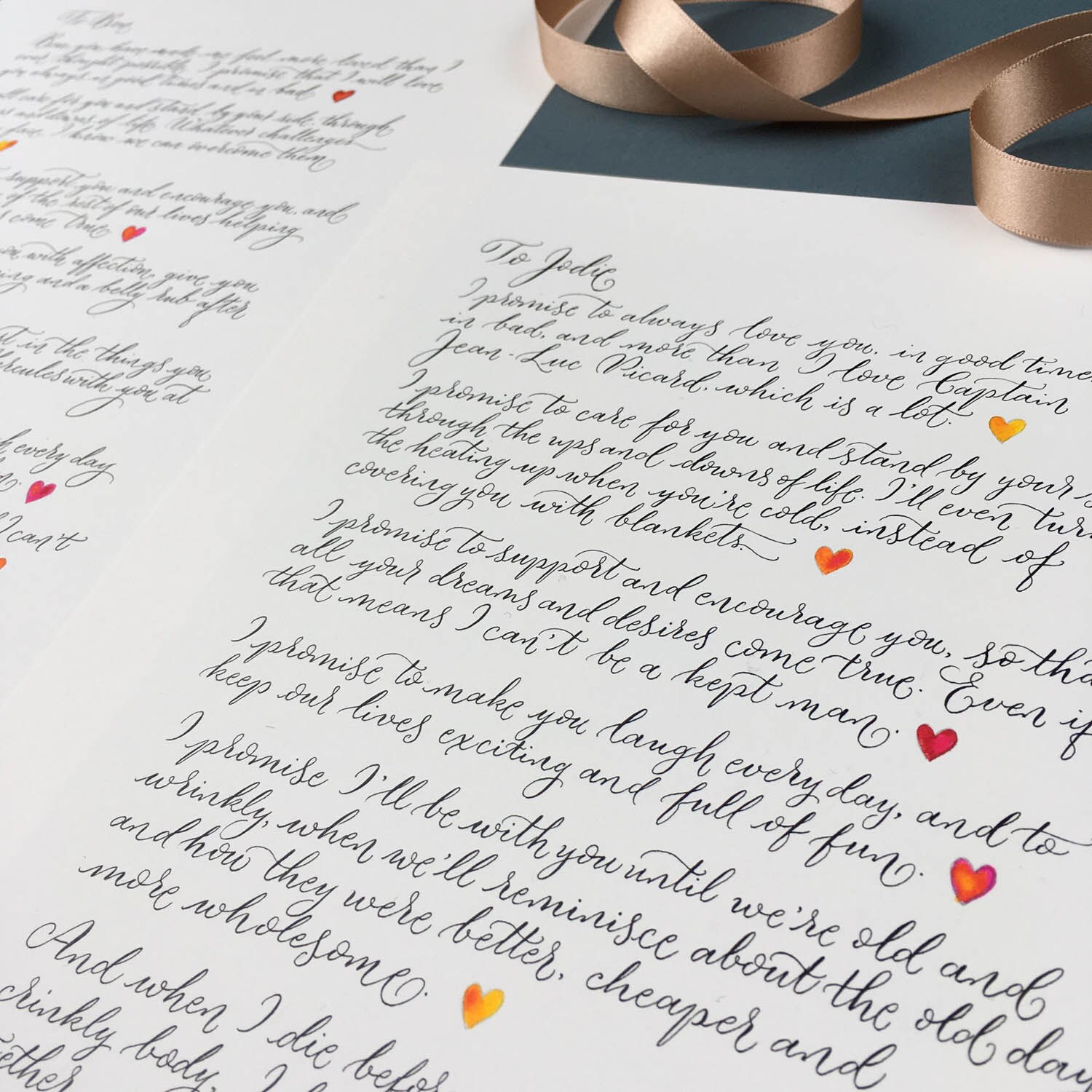 wedding vows modern calligraphy UK