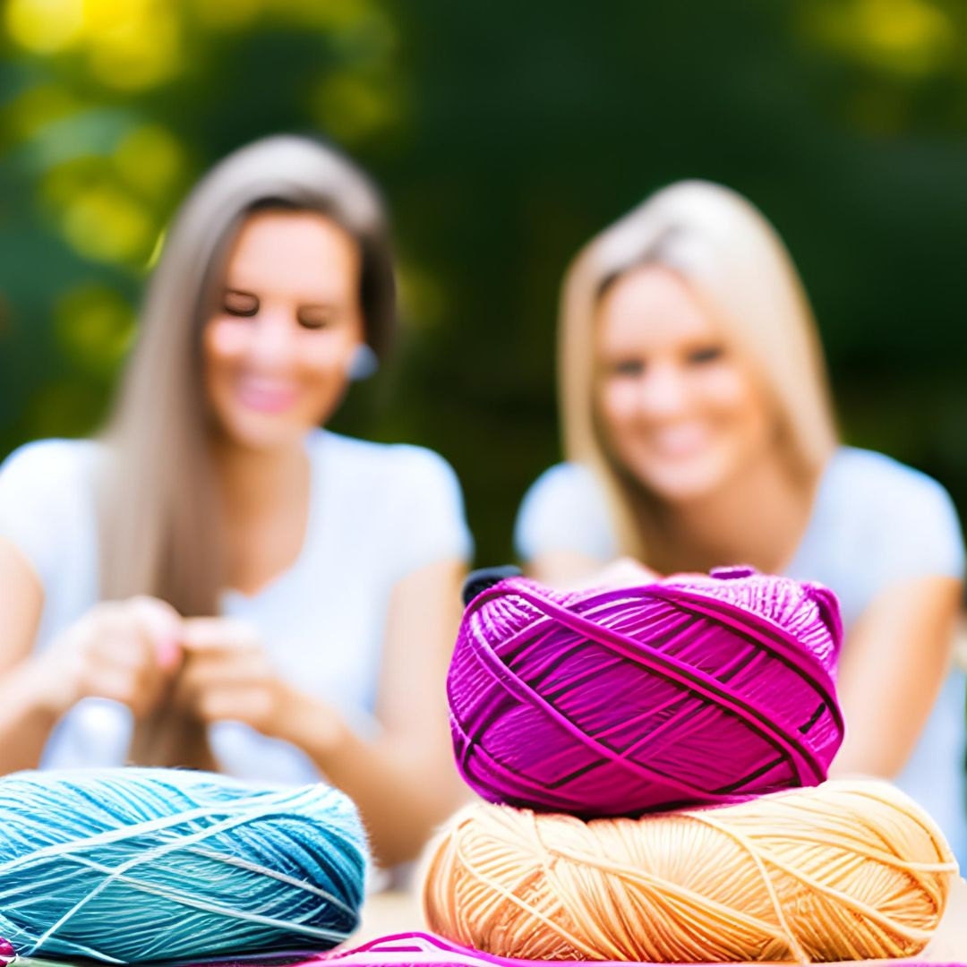 women knitting together