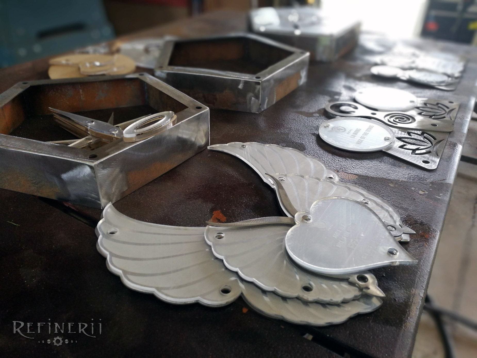 custom steel trophies in progress