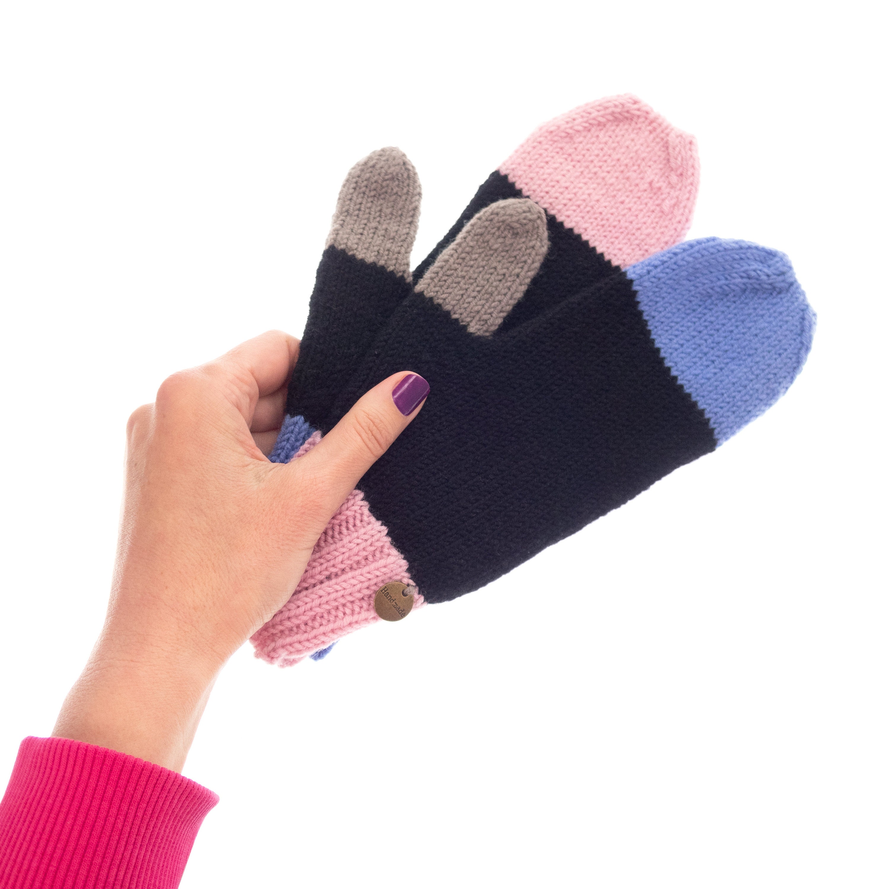 Wool Mittens for Women, Handmade asymmetrical